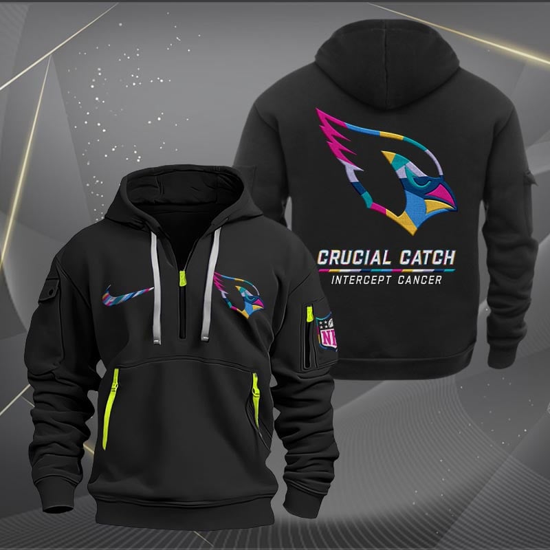 Arizona Cardinals NFL Intercept Cancer Quarter Zip Hoodie