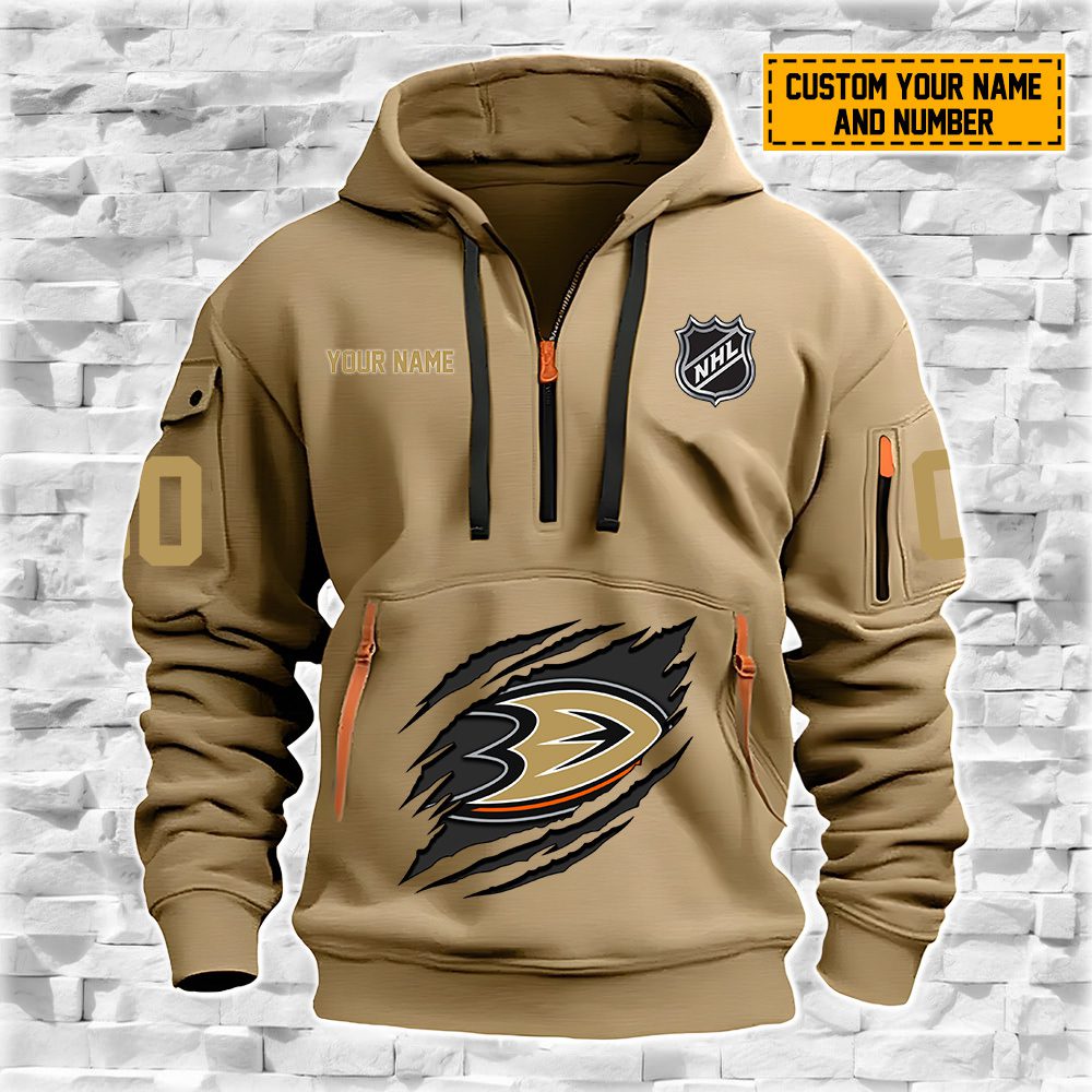 Anaheim Ducks Personalized NHL Trending Trending Quarter Zip Hoodie