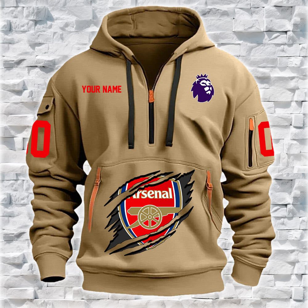 Arsenal EPL Personalized Quarter Zip Hoodie For Fan