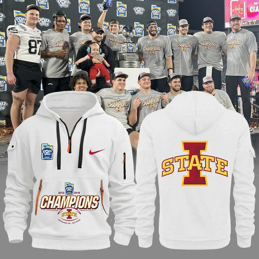 2025 Pop Tarts Bowl Champions Iowa State Football Half Zip Hoodie Gifts For Football Fan