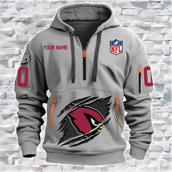 Arizona Cardinals Men Personalized Quarter Zip Hoodie Limited Edition