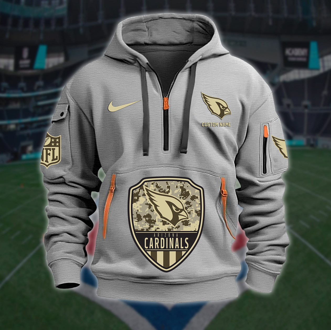 Arizona Cardinals Men Personalized Quarter Zip Hoodie Limited Edition