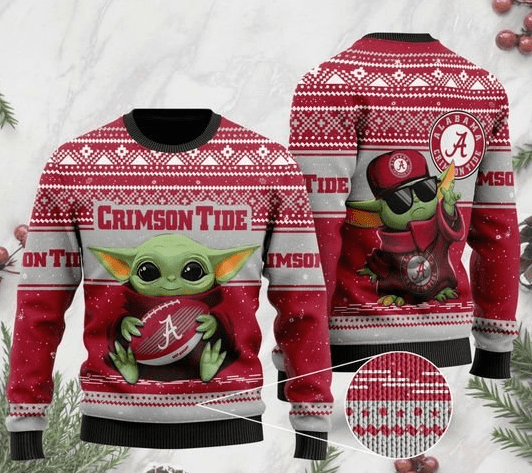 Baby Yoda Alabama Crimson Tide Ugly Christmas Sweater