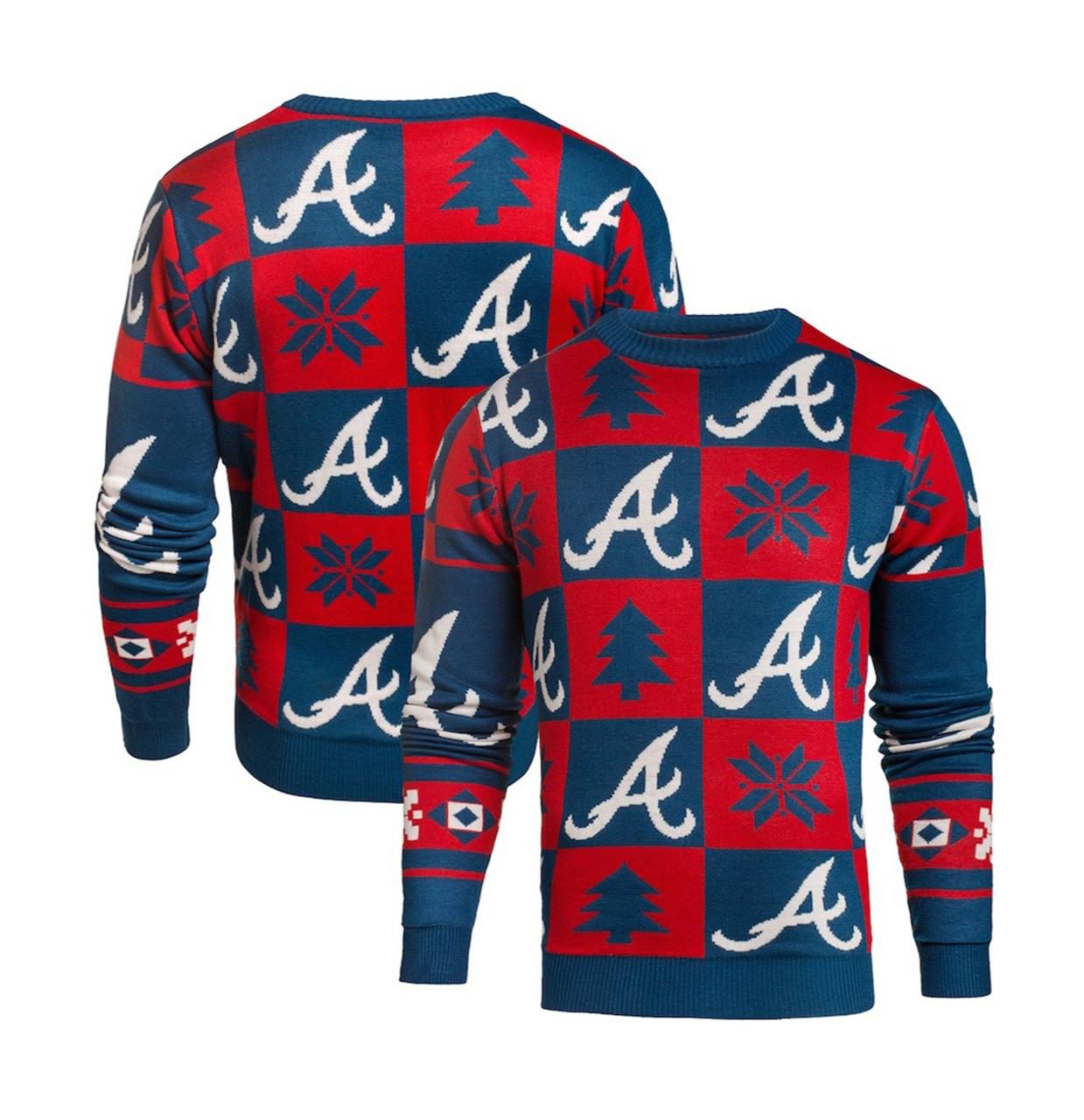 Atlanta Braves Navy Patches Christmas Ugly Sweater