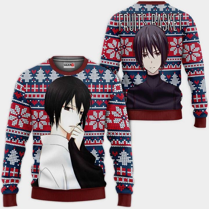 Akito Sohma Ugly Christmas Sweater Pullover Hoodie Custom Anime Fruits Basket Xmas Gifts