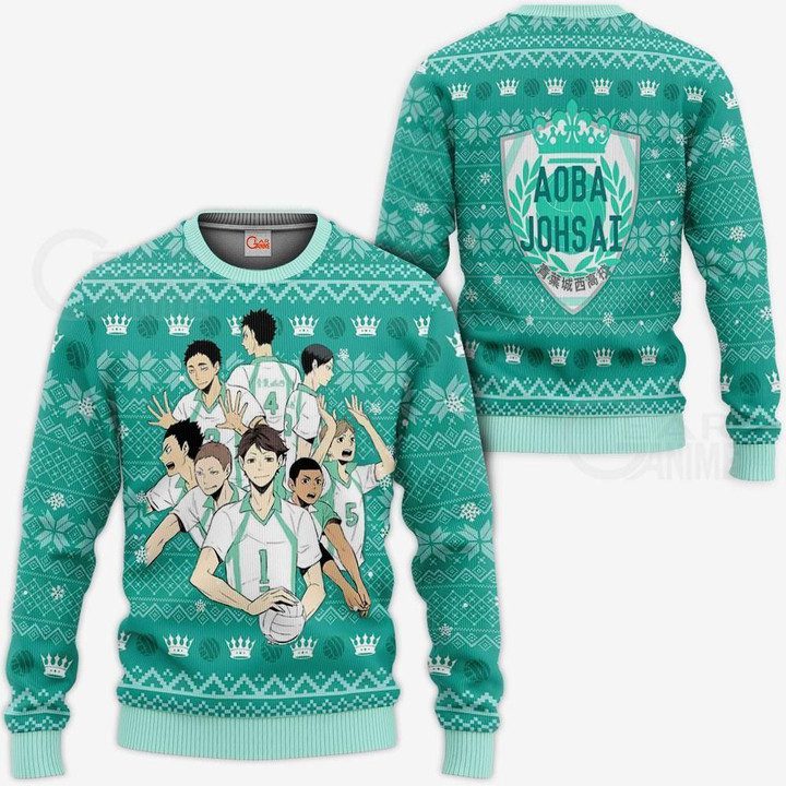 Aoba Johsai Ugly Christmas Sweater Pullover Hoodie Anime Xmas Shirt