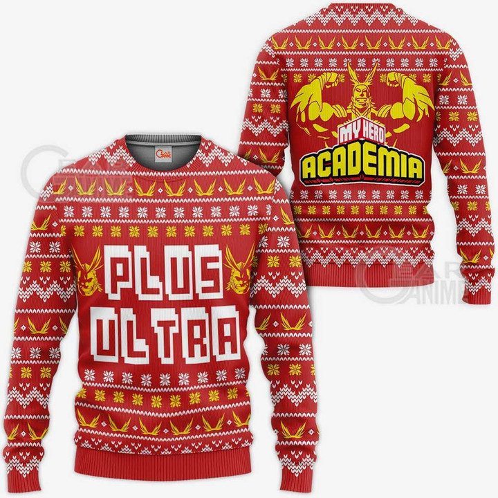 All Might Plus Ultra Ugly Christmas Sweater Pullover Hoodie Anime Xmas Gift