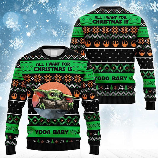 All I Want For Christmas Is Yoda Baby Ugly Christmas Sweater For women