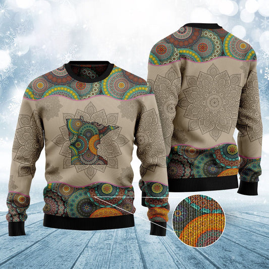 Awesome Minnesota Mandala All-over Print Ugly Christmas Sweater For men