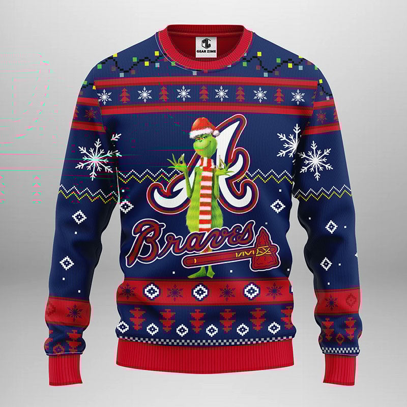 Atlanta Braves Funny Grinch Ugly Christmas Sweater