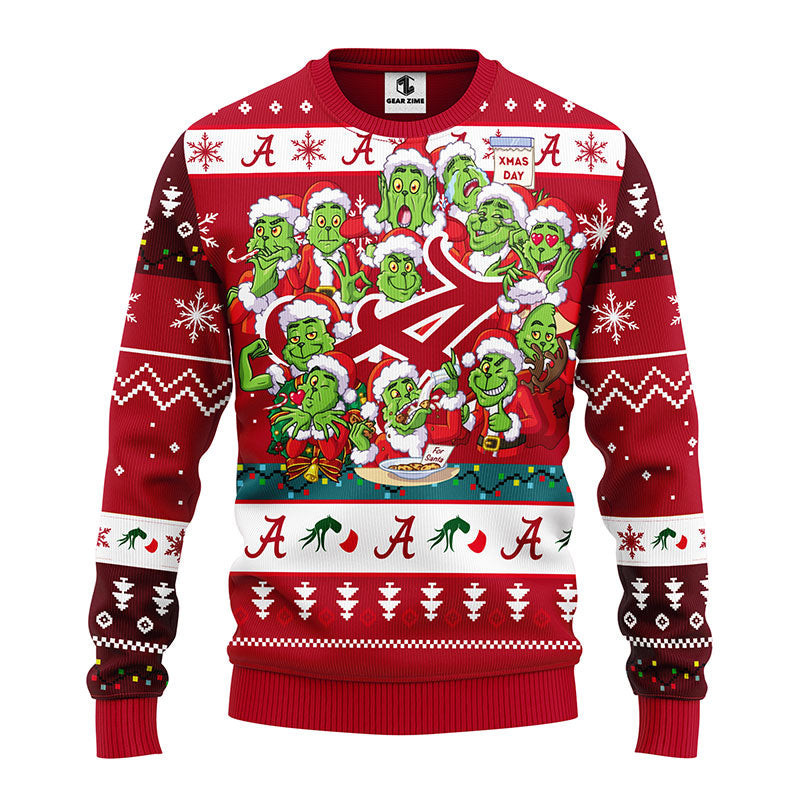Alabama Crimson Tide 12 Grinch Xmas Day Ugly Christmas Sweater 