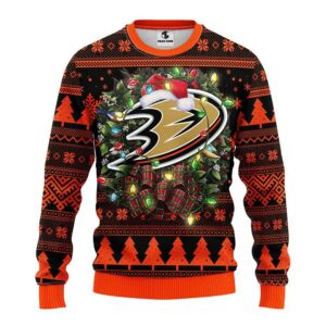 Anaheim Ducks Santa Hat 2025 NHL Ugly Christmas Sweater For women