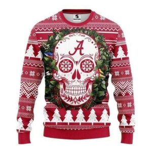 Alabama Crimson Tide Skull Flower Ugly Christmas Sweater For women