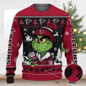 Atlanta Falcons The Grinch Drink Coffee Ugly Christmas Sweater For women