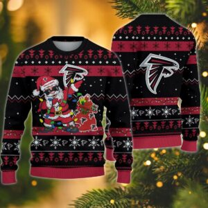 Atlanta Falcons Santa Claus Dabbing Ugly Christmas Sweater For women