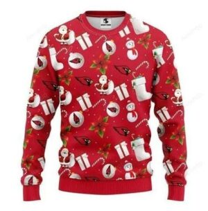 Arizona Cardinals Santa Snowman Christmas Ugly Sweater For women