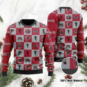 Atlanta Falcons Logo Checkered Flannel Ugly Christmas Sweater For men