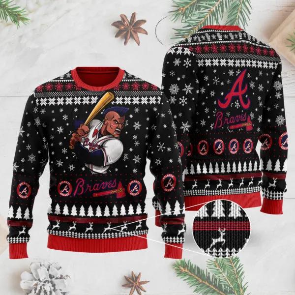 Atlanta Braves Mascot MLB 2025 Ugly Christmas Sweater