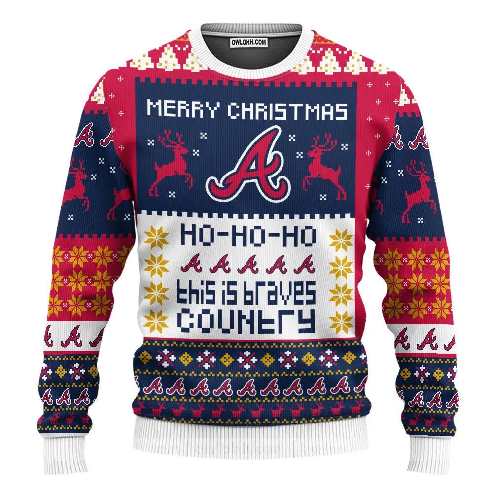 Atlanta Braves Merry Christmas Hohoho MLB 2025 Ugly Christmas Sweater