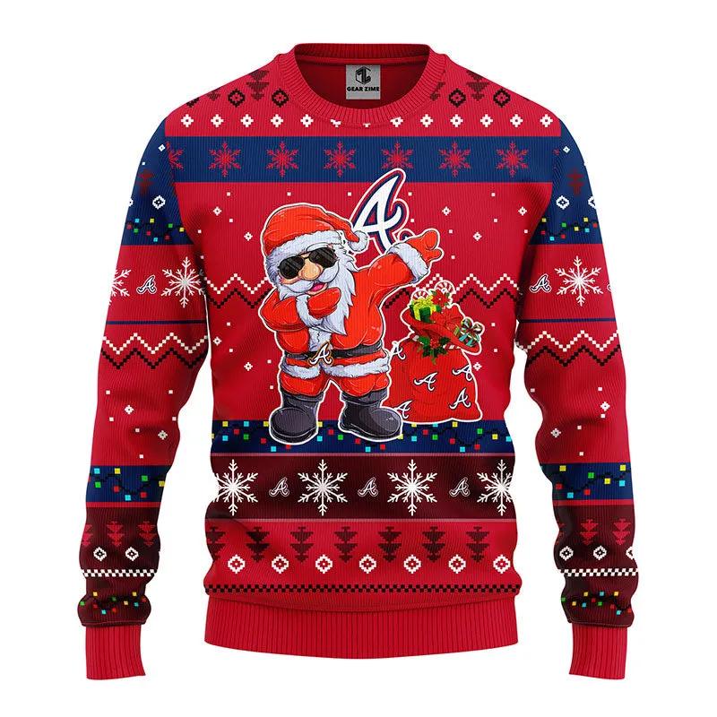 Atlanta Braves Dabbing Santa Claus MLB 2025 Ugly Christmas Sweater
