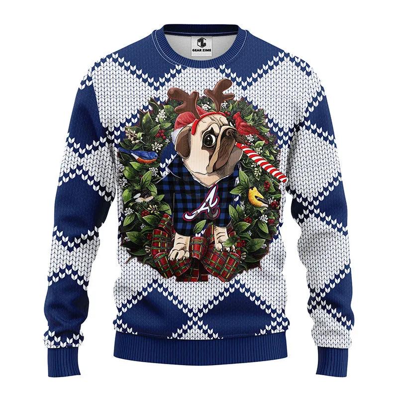 Atlanta Braves Pub Dog MLB 2025 Ugly Christmas Sweater