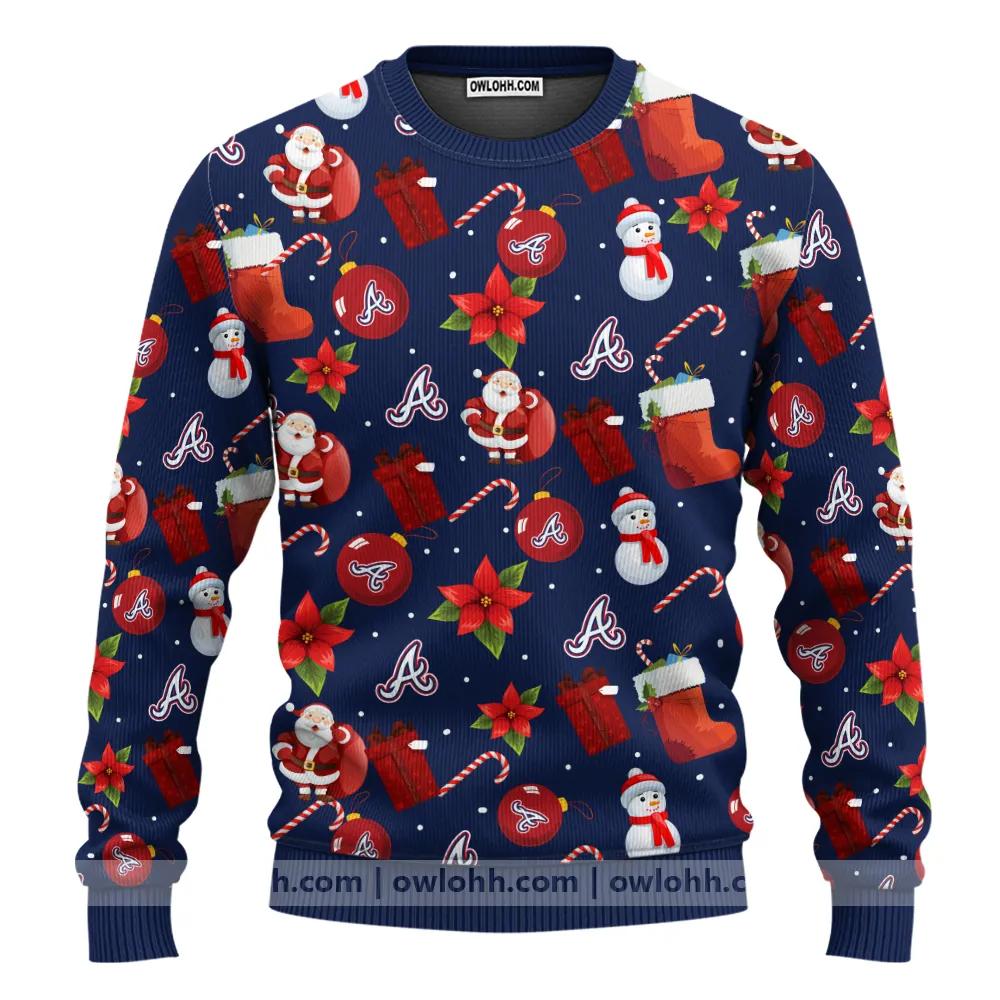 Atlanta Braves Santa Claus Snowman MLB 2025 Ugly Christmas Sweater