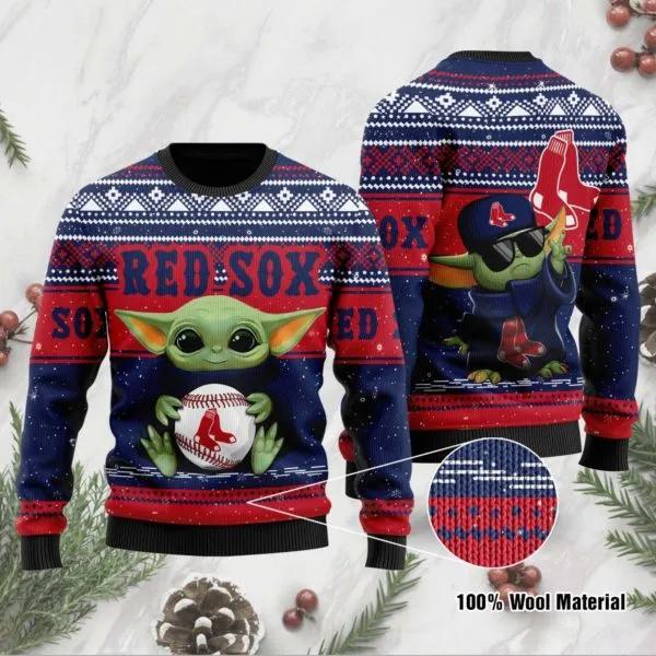 Baby Yoda And Grogu Boston Red Sox Christmas MLB 2025 Ugly Sweater