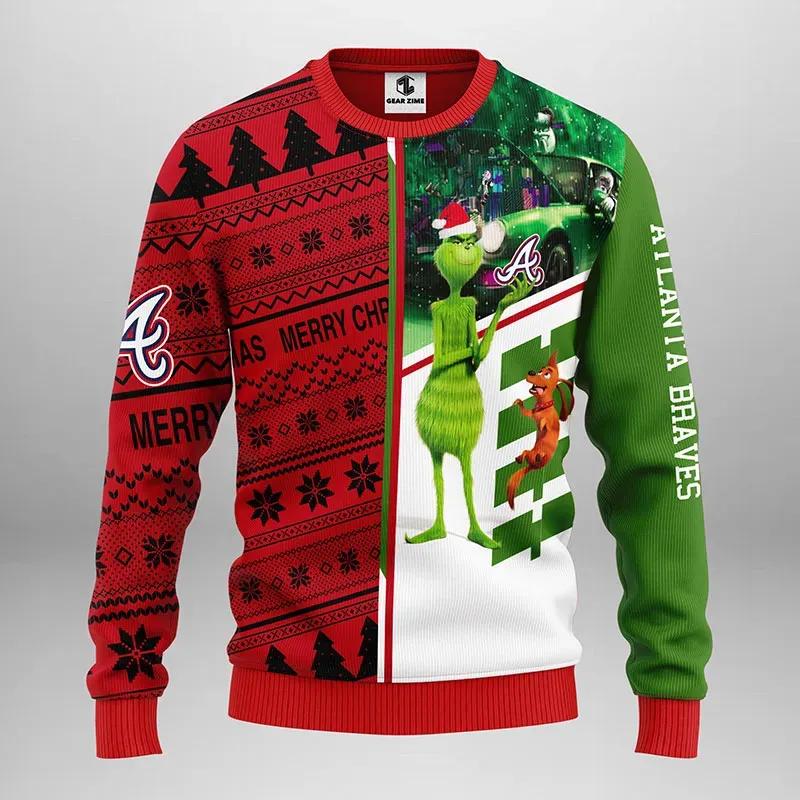 Atlanta Braves Grinch & ScoobyDoo MLB 2025 Ugly Christmas Sweater