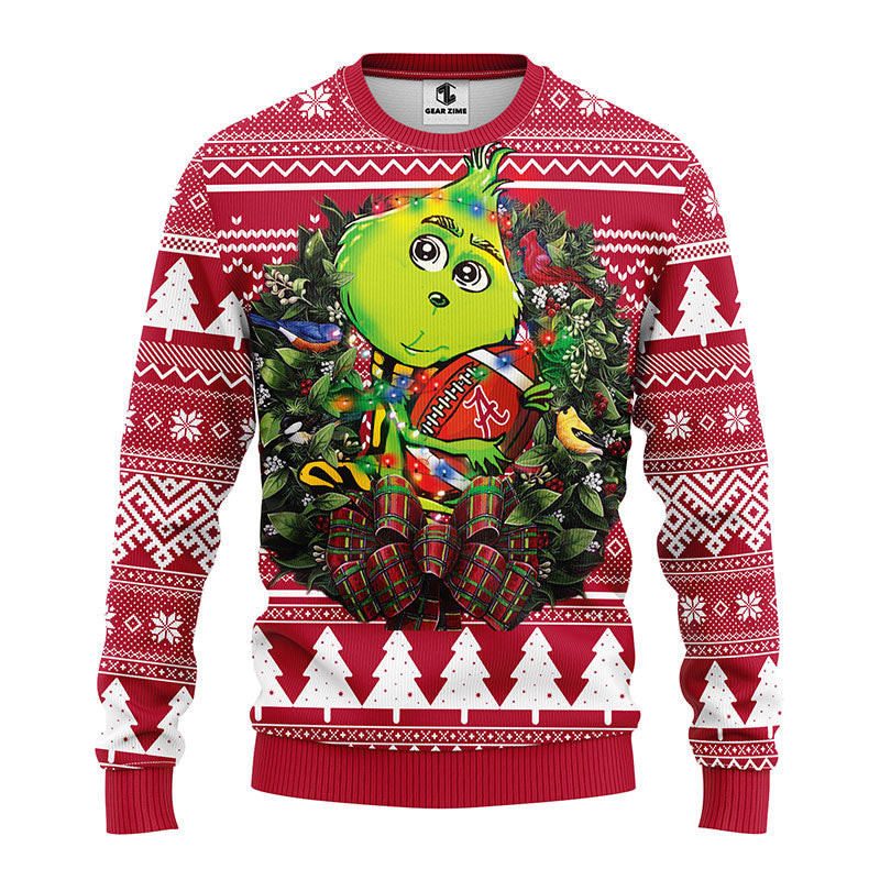 Alabama Crimson Tide Grinch Hug Ugly Christmas Sweater 