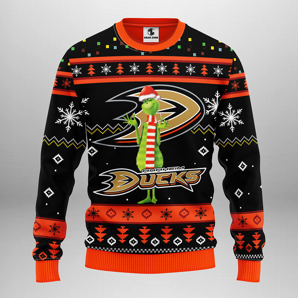 Anaheim Ducks Funny Grinch Ugly Christmas Sweater 