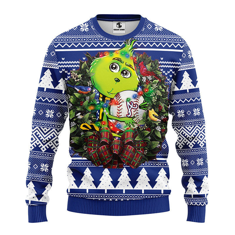 Atlanta Braves Grinch Hug Ugly Christmas Sweater