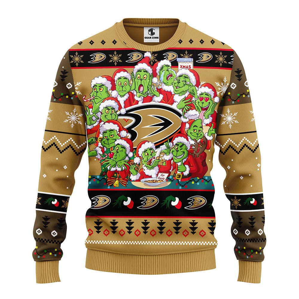 Anaheim Ducks 12 Grinch Xmas Day Ugly Christmas Sweater 