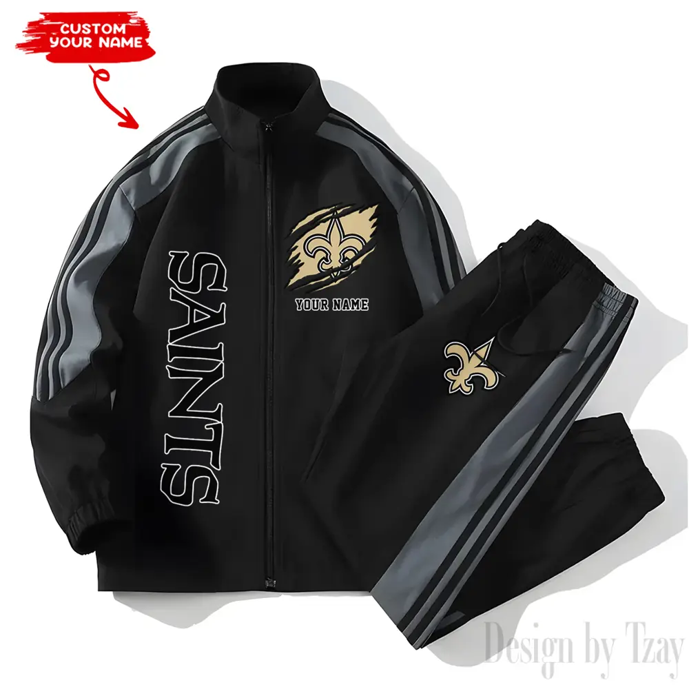 New Orleans Saints NFL New Style Versatile Sports Set Jacket And Pants