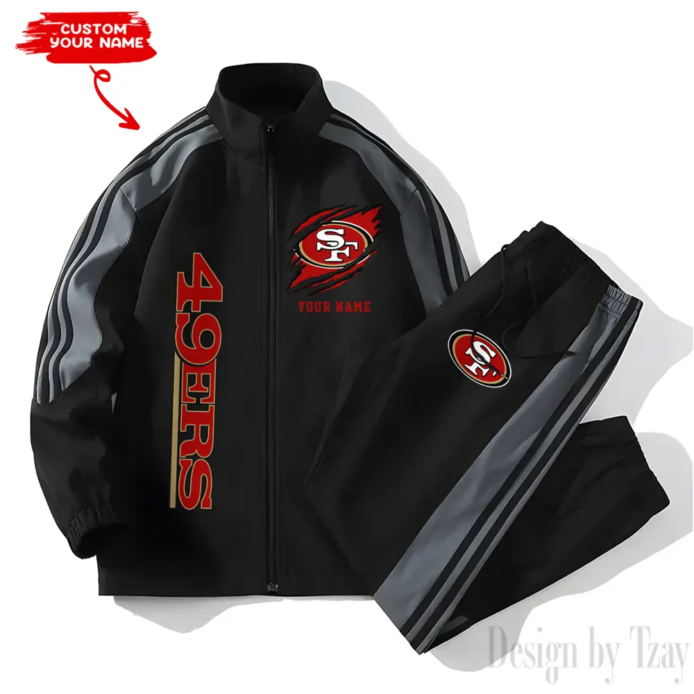 San Francisco 49ers NFL New Style Versatile Sports Set Jacket And Pants