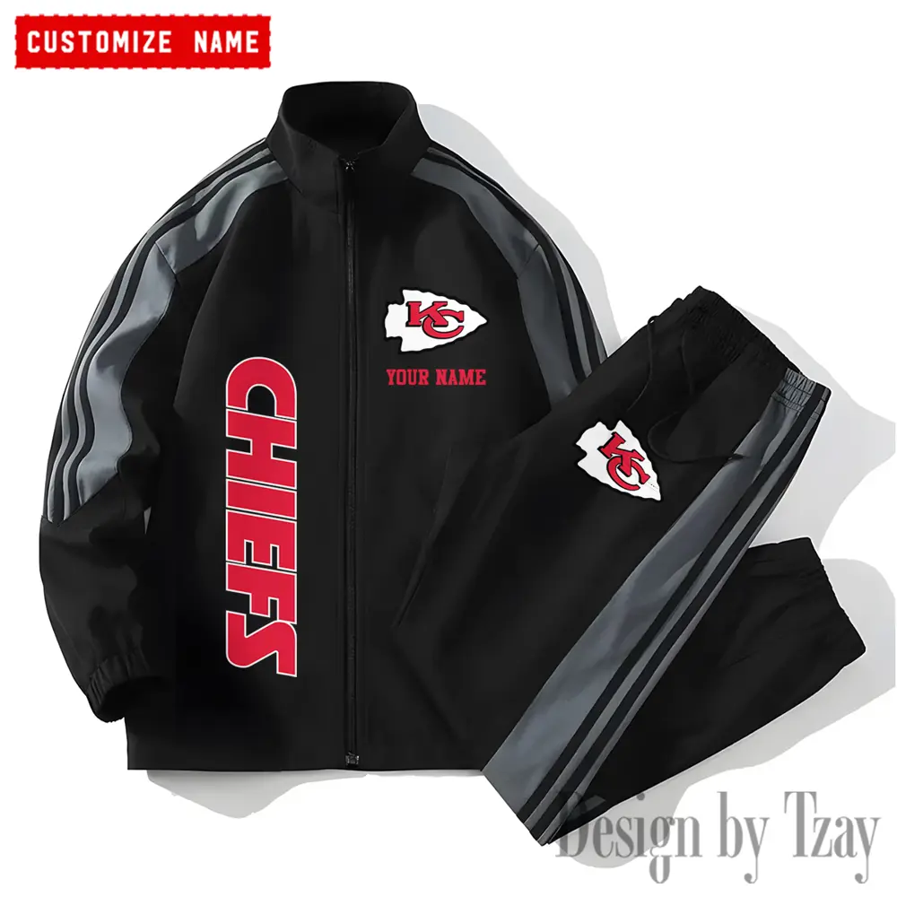 Kansas City Chiefs NFL New Style Versatile Sports Set Jacket And Pants
