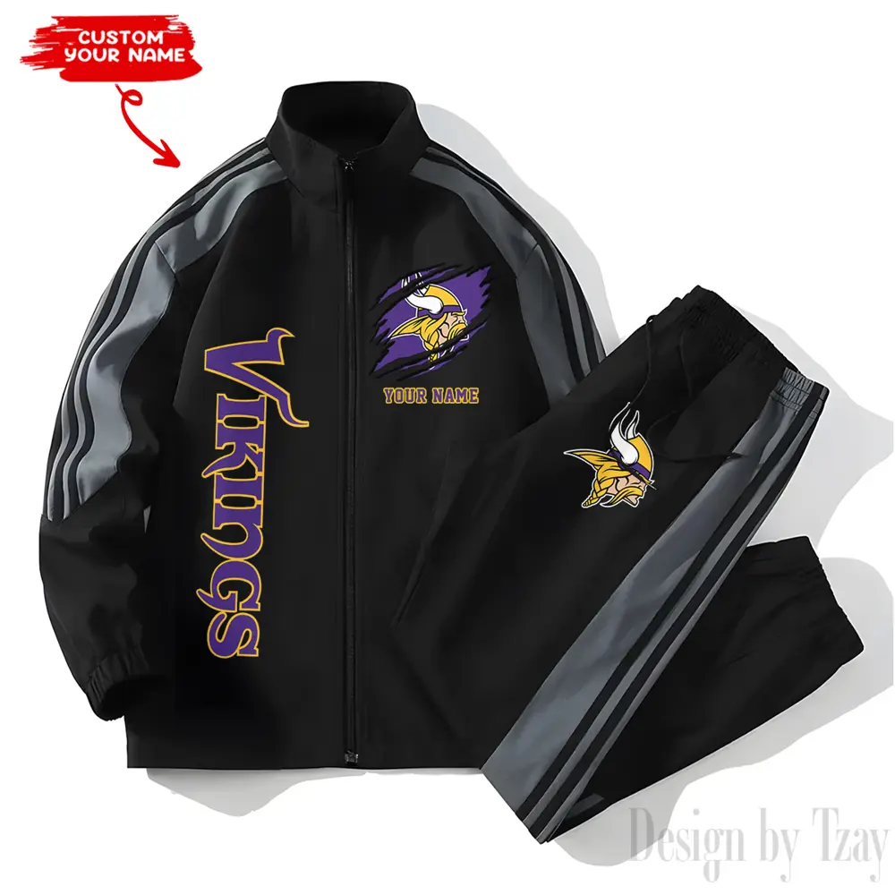 Minnesota Vikings NFL New Style Versatile Sports Set Jacket And Pants