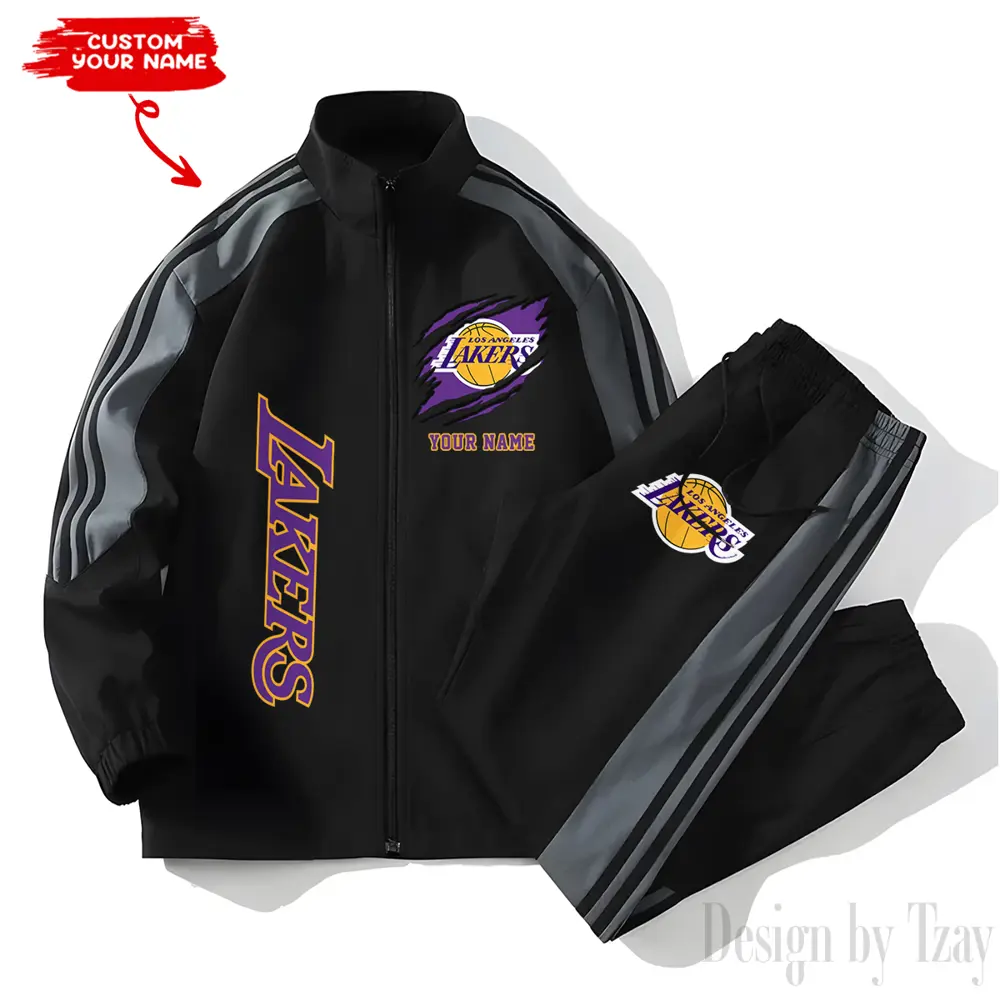 Los Angeles Lakers NBA New Style Versatile Sports Set Jacket And Pants