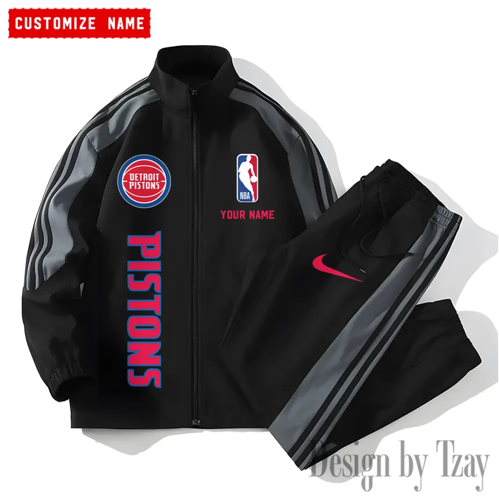 Detroit Pistons NBA New Style Versatile Sports Set Jacket And Pants