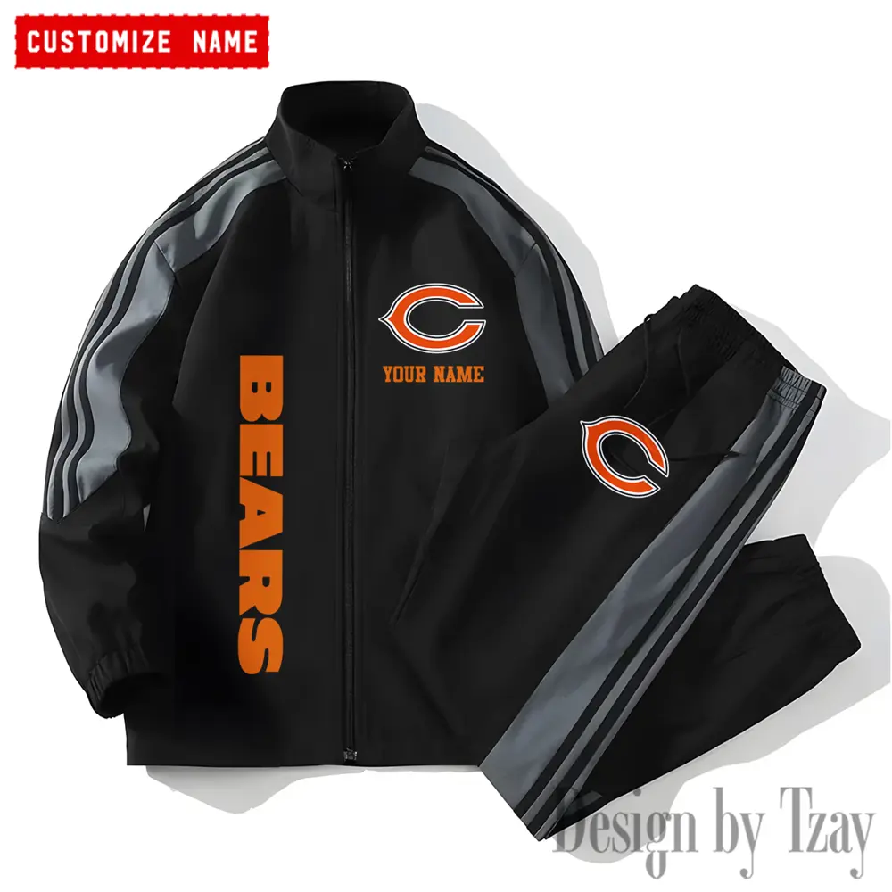 Chicago Bears NFL New Style Versatile Sports Set Jacket And Pants