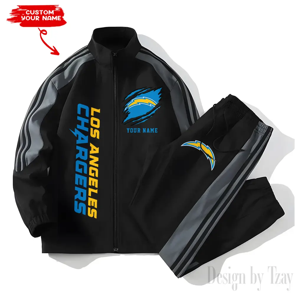 Los Angeles Chargers NFL New Style Versatile Sports Set Jacket And Pants