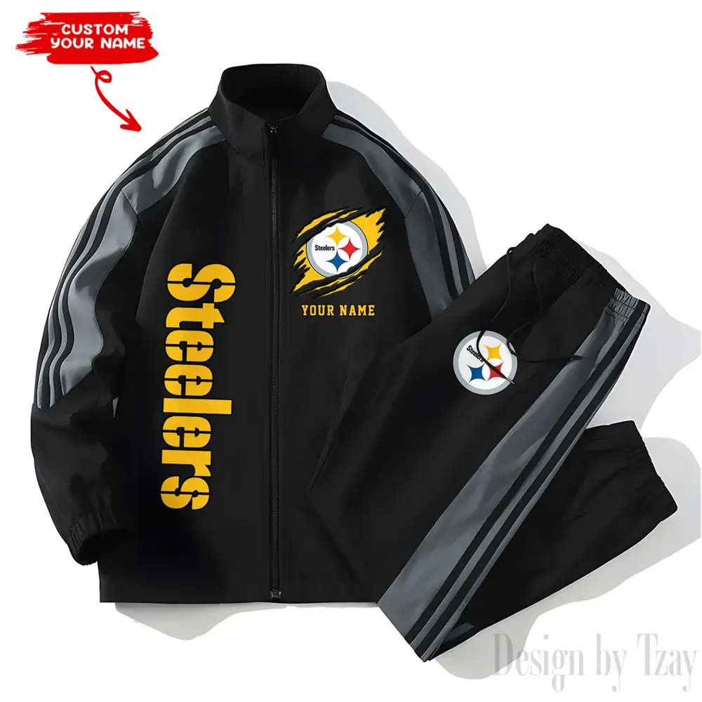 Pittsburgh Steelers NFL New Style Versatile Sports Set Jacket And Pants