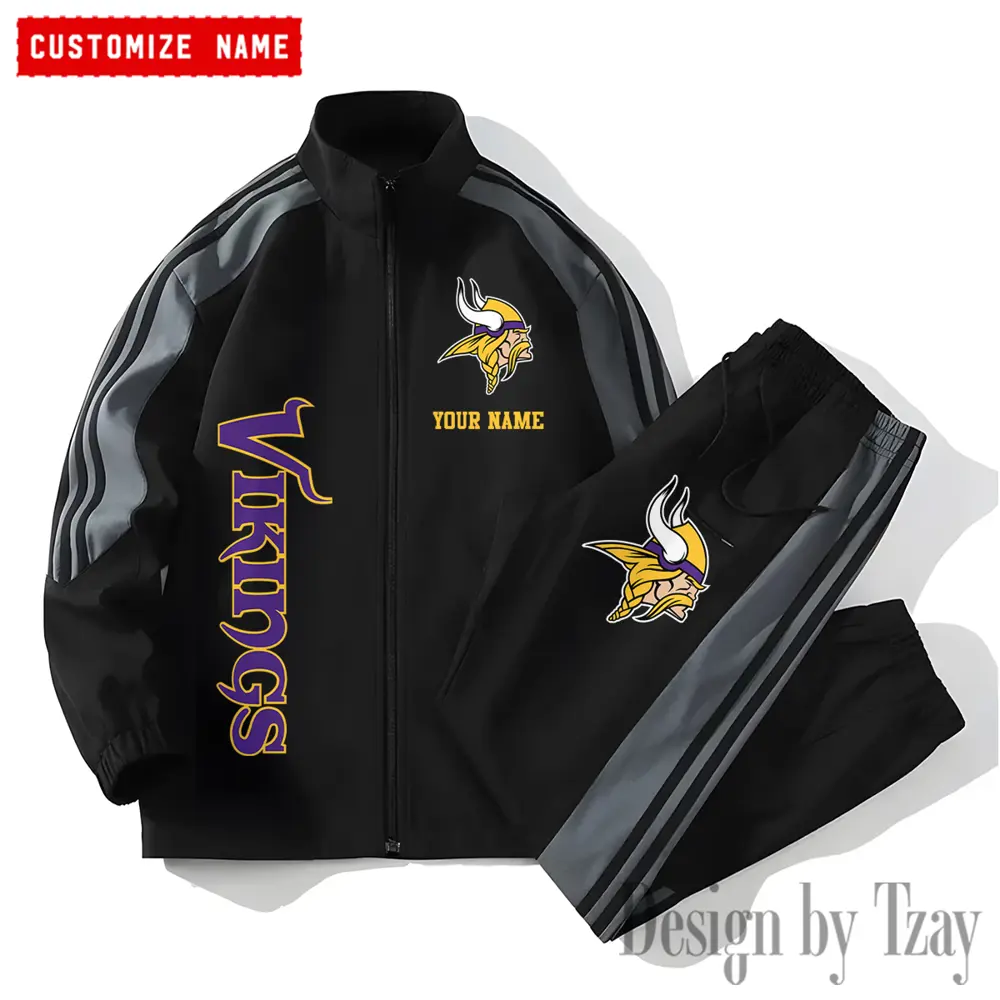 Minnesota Vikings NFL New Style Versatile Sports Set Jacket And Pants