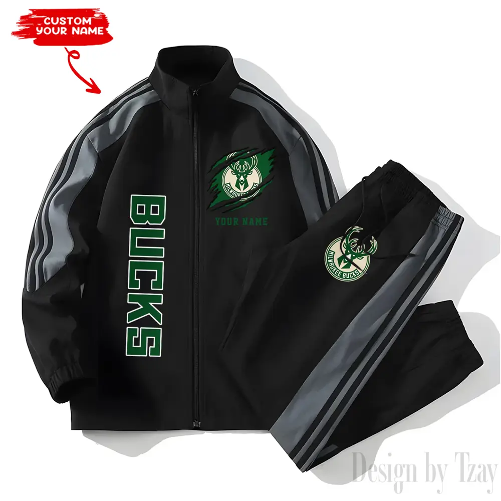 Milwaukee Bucks NBA New Style Versatile Sports Set Jacket And Pants