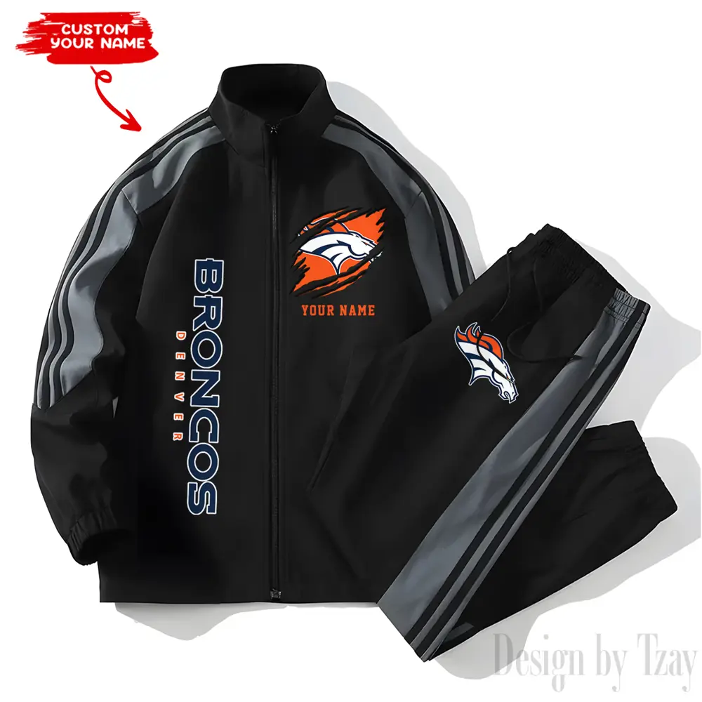 Denver Broncos NFL New Style Versatile Sports Set Jacket And Pants
