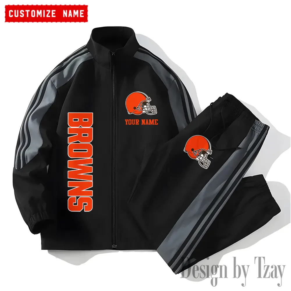Cleveland Browns NFL New Style Versatile Sports Set Jacket And Pants