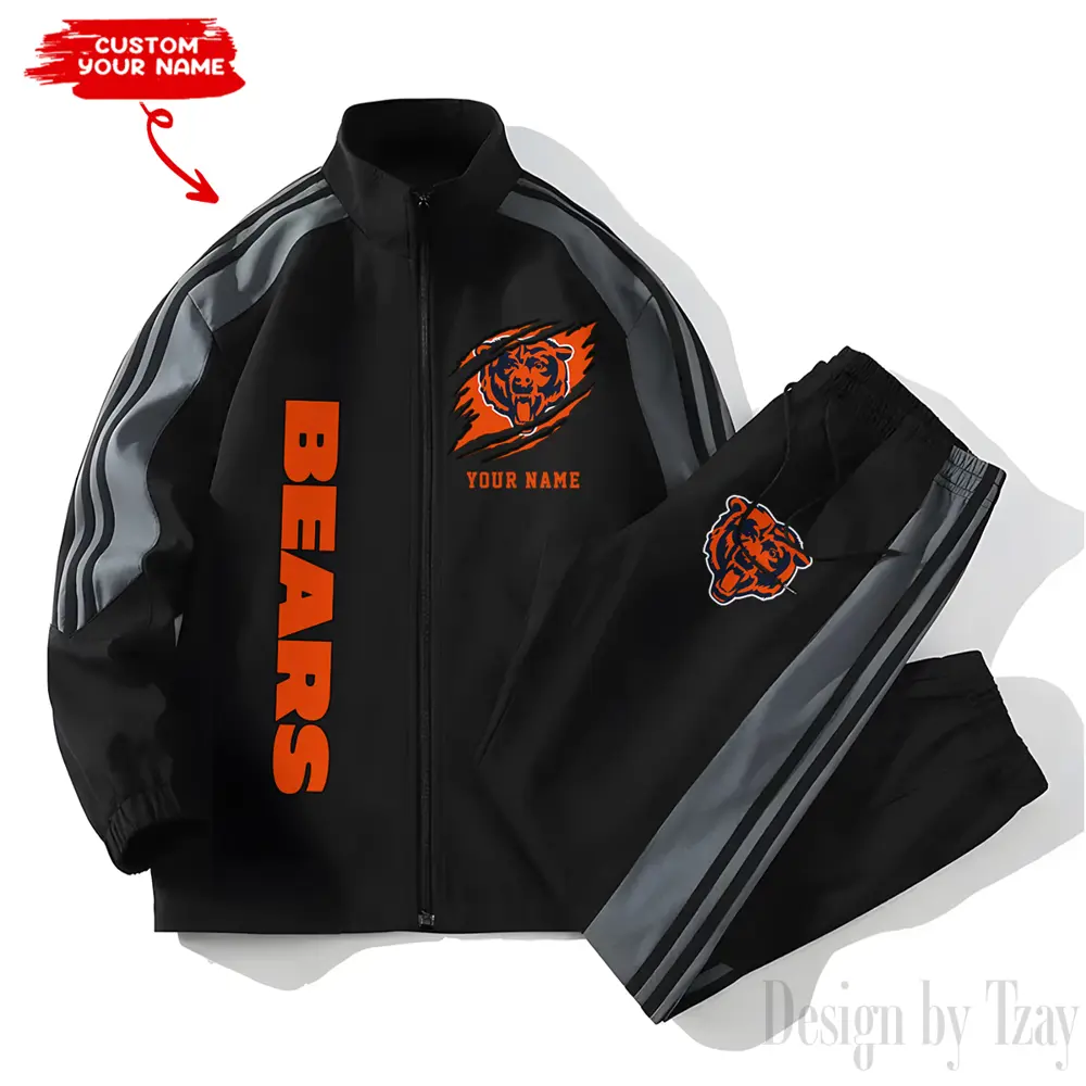 Chicago Bears NFL New Style Versatile Sports Set Jacket And Pants
