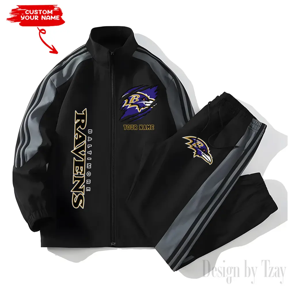 Baltimore Ravens NFL New Style Versatile Sports Set Jacket And Pants