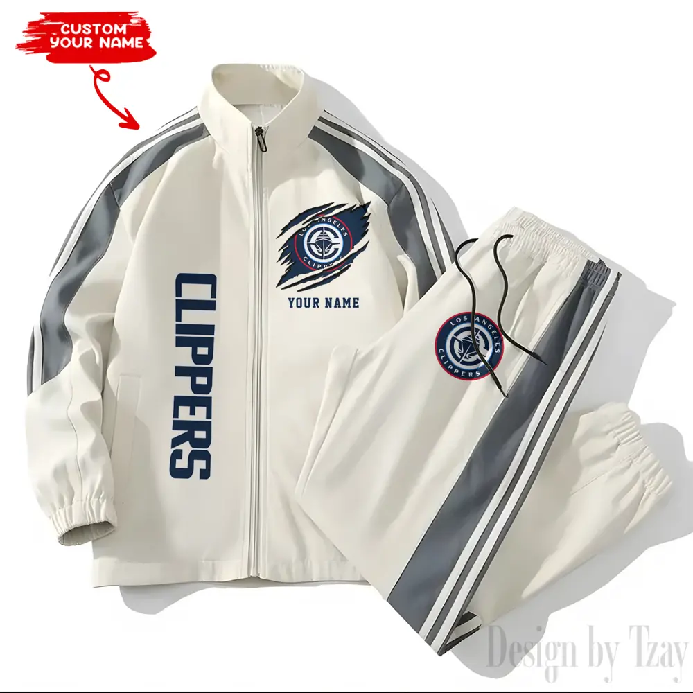 LA Clippers NBA New Style Versatile Sports Set Jacket And Pants