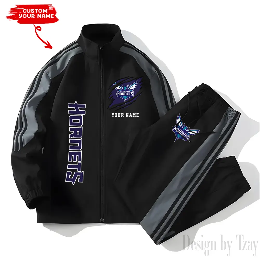 Charlotte Hornets NBA New Style Versatile Sports Set Jacket And Pants