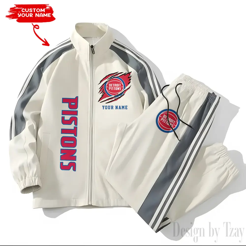 Detroit Pistons NBA New Style Versatile Sports Set Jacket And Pants